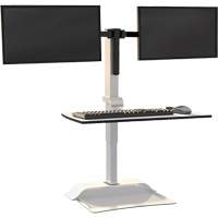 Bureau &eacute;lectrique assis/debout Soar avec bras d&eacute;cran double, Mod&egrave;le de bureau, 37-1/4" h x 27-3/4" la x 22" p, Blanc Les Distributions ICE