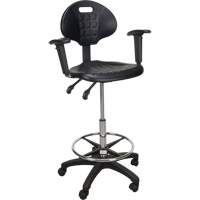 Heavy-Duty Ergonomic Stool with Adjustable Arm Rests & Nylon Stem Casters, Mobile, Adjustable Height, 250 lbs. Capacity Les Distributions ICE