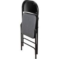 Chaise pliante de luxe en tissu rembourr&eacute;e, Acier, Gris, Capacit&eacute; 300 lb Les Distributions ICE