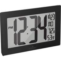 Self-Setting & Self-Adjusting Wall Clock with Stand, Digital, Battery Operated, Black Les Distributions ICE