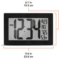Self-Setting & Self-Adjusting Wall Clock with Stand, Digital, Battery Operated, Black Les Distributions ICE