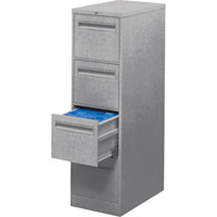 Vertical Filing Cabinet with Recessed Drawer Handles, 3 Drawers, 18.15" W x 26.56" D x 40" H, Grey Les Distributions ICE