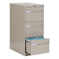 Vertical Filing Cabinet with Recessed Drawer Handles, 3 Drawers, 18.15" W x 26.56" D x 40" H, Beige Les Distributions ICE