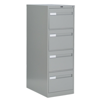 Vertical Filing Cabinet with Recessed Drawer Handles, 4 Drawers, 18.15" W x 26.56" D x 52" H, Grey Les Distributions ICE