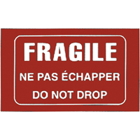&eacute;tiquettes pour traitement sp&eacute;cial bilingues Fragile, 5" lo x 3" la, Blanc/rouge Les Distributions ICE