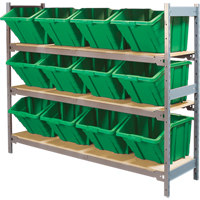 &eacute;tag&egrave;res larges avec bacs g&eacute;ants en plastique, Acier, Sans boulons, Capacit&eacute; 800 lb, 66" la x 60" h x 18" p Les Distributions ICE