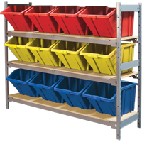 &eacute;tag&egrave;res larges avec bacs g&eacute;ants en plastique, Acier, Sans boulons, Capacit&eacute; 800 lb, 66" la x 60" h x 18" p Les Distributions ICE