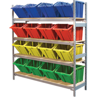 &eacute;tag&egrave;res larges avec bacs g&eacute;ants en plastique, Acier, Sans boulons, Capacit&eacute; 800 lb, 66" la x 72" h x 18" p Les Distributions ICE