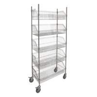 Chariot &agrave; tablette avec panier en treillis, Tiers 5, 36" la x 80" h x 18" p Les Distributions ICE