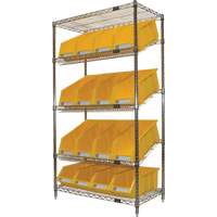 &eacute;tag&egrave;re en treillis m&eacute;tallique &agrave; tablettes inclin&eacute;es avec bacs, Tiers 5, 36" la x 63" h x 18" p Les Distributions ICE