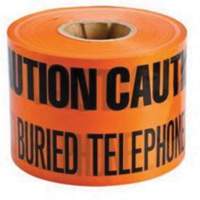 Ruban d'avertissement de danger souterrain Buried Telephone Line Identoline, 6" la x 1000' lo, Noir/orange Les Distributions ICE