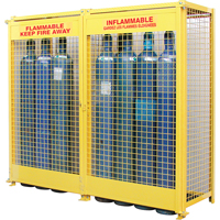 Gas Cylinder Cabinets, 20 Cylinder Capacity, 88" W x 30" D x 74" H, Yellow Les Distributions ICE