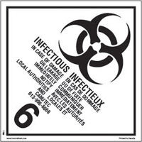 &eacute;tiquettes d'exp&eacute;dition TMD, Classe 6,2, Substances infectieuses, Papier Les Distributions ICE