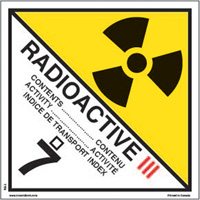 &eacute;tiquettes d'exp&eacute;dition TMD, Classe 7, Radioactif III, Vinyle Les Distributions ICE