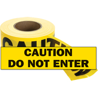 Barricade Tape, English, 3" W x 1000' L, 2 mils, Black on Yellow Les Distributions ICE