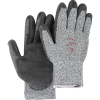 Salt & Pepper Knit Gloves With Black Palm Coating, Size Small/7, Polyurethane Coated, HPPE Shell, ANSI/ISEA 105 Level 2 Les Distributions ICE