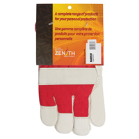 Gants d'ajusteur rouge & blanc doubl&eacute;s pour l'hiver de premi&egrave;re qualit&eacute;, Grand, Paume en Cuir fleur de vache, Doublure en Boa Les Distributions ICE