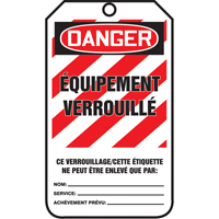 &eacute;tiquettes de s&eacute;curit&eacute; - Verrouillage, Papier cartonn&eacute;, 3-1/8" la x 5-7/8" h, Français Les Distributions ICE