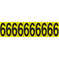 Individual Adhesive Number Markers, 6, 1-15/16" H, Black on Yellow Les Distributions ICE