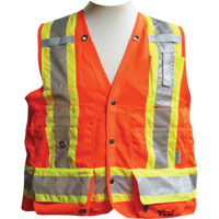 Surveyor Safety Vest, High Visibility Orange, Medium, Polyester Les Distributions ICE