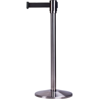 Free-Standing Crowd Control Barrier, Steel, 35" H, Black Tape, 12' Tape Length Les Distributions ICE