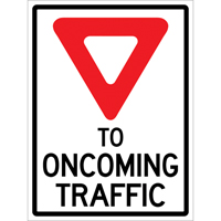 "Yield to Oncoming Traffic" Roll-Up Sign Traffic Sign, 36" x 48", Vinyl, English with Pictogram Les Distributions ICE
