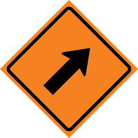 Right Diagonal Arrow Roll-Up Traffic Sign, 36" x 36", Vinyl, Pictogram Les Distributions ICE