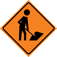Men at Work Roll-Up Traffic Sign, 36" x 36", Vinyl, Pictogram Les Distributions ICE