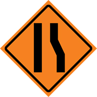 Merge Left Roll-Up Traffic Sign, 36" x 36", Vinyl, Pictogram Les Distributions ICE