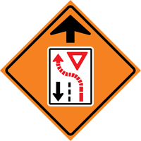 Yield Ahead Roll-Up Traffic Sign, 29-1/2" x 29-1/2", Vinyl, Pictogram Les Distributions ICE