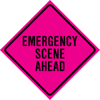 "Emergency Scene Ahead" Roll-Up Traffic Sign, 36" x 36", Vinyl, English Les Distributions ICE