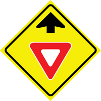 "Yield Ahead" Roll-Up Traffic Sign, 36" x 36", Vinyl, Pictogram Les Distributions ICE