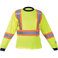 Chemise de s&eacute;curit&eacute; &agrave; manches longues, Polyester, Moyen, Jaune lime haute visibilit&eacute; Les Distributions ICE