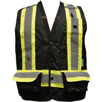 Fire Retardant Surveyor Safety Vest, Black, Small, Polyester Les Distributions ICE