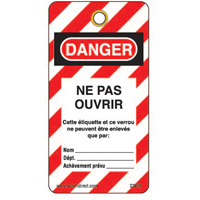 Lockout Tags, Plastic, 3" W x 5-3/4" H, French Les Distributions ICE