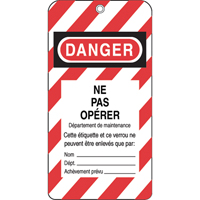 Lockout Tags, Plastic, 3" W x 5-3/4" H, French Les Distributions ICE