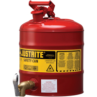 Laboratory Safety Can with Faucet, Type I, Steel, 5 US gal., Red, FM Approved Les Distributions ICE