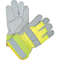 Gants d'ajusteur haute visibilit&eacute; de premi&egrave;re qualit&eacute;, Grand, Paume en Cuir de vache refendu, Doublure en Coton Les Distributions ICE