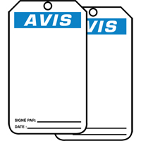 &eacute;tiquettes de s&eacute;curit&eacute; en français - &eacute;tiquettes avec ent&ecirc;ge vierge, Papier cartonn&eacute;, 3-1/8" la x 5-7/8" h, Français Les Distributions ICE