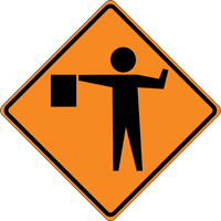 Panneau de construction enroulable - Tilt-Adjust signaleur, 36" x 36", Vinyle, Pictogramme Les Distributions ICE