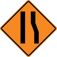 Tilt-Adjust Merge Left Roll-Up Construction Sign, 36" x 36", Vinyl, Pictogram Les Distributions ICE