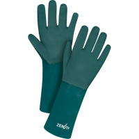 Double Dipped Green Gloves, 14" L, PVC, Cotton Jersey Inner Lining, 70-mil Les Distributions ICE