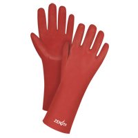 Red Smooth-Finish Chemical-Resistant Gloves, Size 9, 14" L, PVC, Interlock Inner Lining, 47-mil Les Distributions ICE