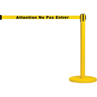 Free-Standing Crowd Control Barrier, Steel, 35" H, Yellow Tape, 7' Tape Length Les Distributions ICE