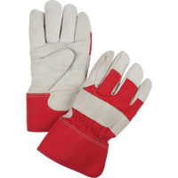 Gants d'ajusteur rouge & blanc doubl&eacute;s pour l'hiver, Grand, Paume en Cuir fleur de vache, Doublure en Boa Les Distributions ICE