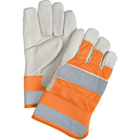 Gants d'ajusteur &agrave; chaleur sup&eacute;rieure orange haute visibilit&eacute;, Grand, Paume en Cuir fleur de vache, Doublure en Thinsulate Les Distributions ICE