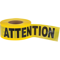"Attention" Barricade Tape, Bilingual, 3" W x 1000' L, 2 mils, Black on Yellow Les Distributions ICE