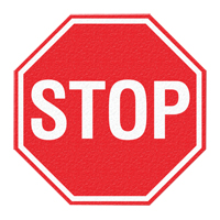 Panneau de signalisation au sol  Stop , Adh&eacute;sif, Anglais avec pictogramme Les Distributions ICE