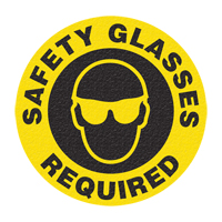 Panneau de signalisation au sol  Safety Glasses , Adh&eacute;sif, Anglais avec pictogramme Les Distributions ICE