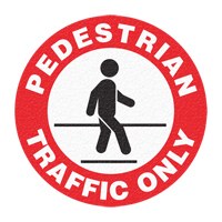 Panneau de signalisation au sol  Pedestrian Traffic Only , Adh&eacute;sif, Anglais avec pictogramme Les Distributions ICE